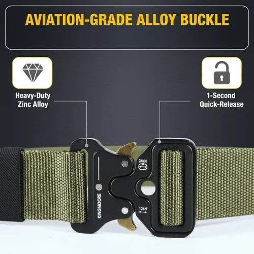 Miniatura 3 de KingMoore - Cinturón táctico para hombre, resistente, ajustable, estilo militar, de nailon con hebilla de metal