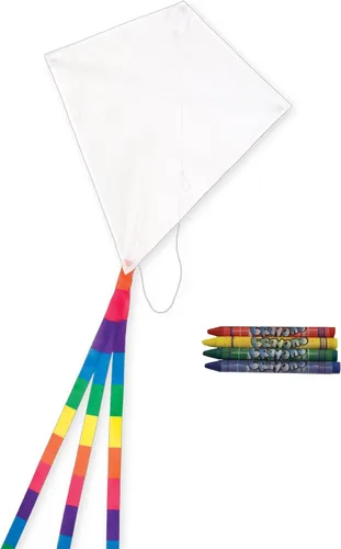 In the Breeze Colorear Diamond - Cometa de 20 pulgadas, línea única, cometa de tela Ripstop, incluye crayones, línea de cometa y bolsa, diversión
