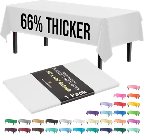Miniatura 8 de Party Solids Mantel rectangular de plástico, 54 x 108 pulgadas, paquete de 24