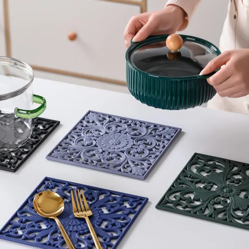 Miniatura 4 de Salvamanteles para ollas y sartenes calientes, almohadillas calientes de silicona para cocina, soporte de olla de silicona flexible para mesa