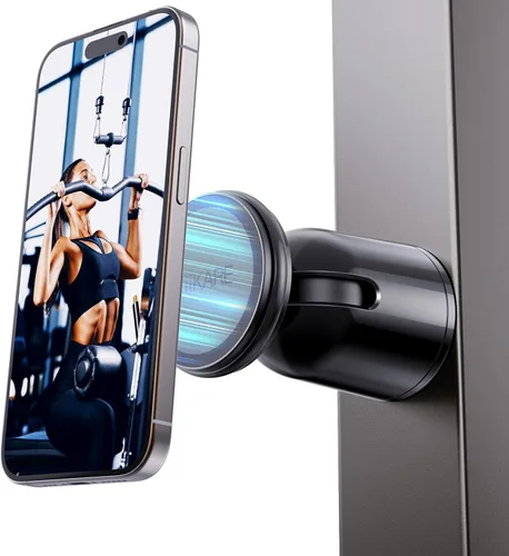 MiiKARE Soporte magnético dual para teléfono Magsafe, soporte de teléfono de gimnasio con imanes fuertes, rotación de 360 grados ajustable, soporte