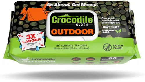 Miniatura 10 de Crocodile Cloth Toallitas de limpieza para exteriores, toallitas multisuperficie a base de plantas, prehumedecidas, aloe y vitamina E, seguras