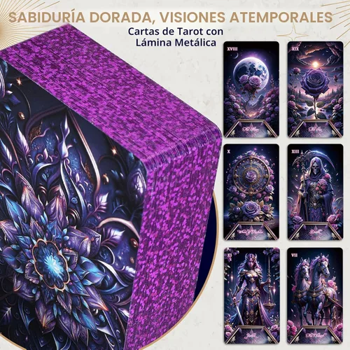 Miniatura 2 de Baraja de cartas de tarot para principiantes con libro guía, bonita y única de 400 GSM gruesa rosa morada (original) cartas de tarot oráculo