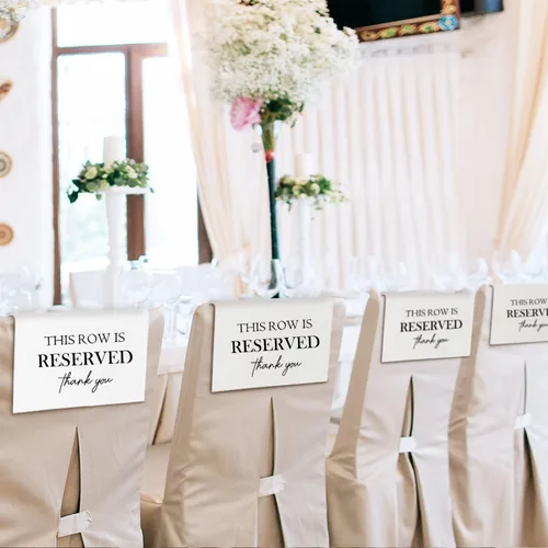 Miniatura 4 de Señales de Asiento Reservado para Sillas, Esta Fila Está Reservada Paños de Banco para Asientos de Iglesia, Decoraciones de Boda para Recepciones