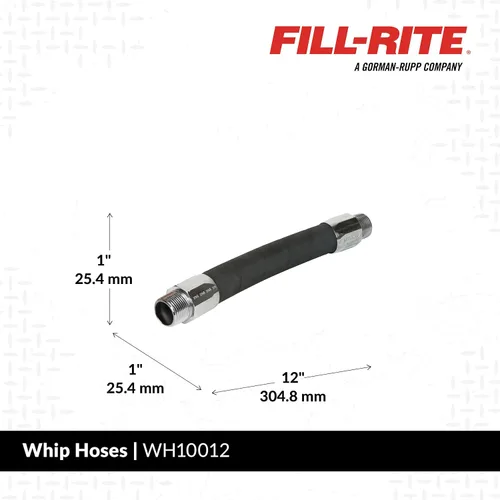 Miniatura 2 de Fill-Rite WH10012 1" x 12" (30,5 cm) Manguera de látigo de aluminio