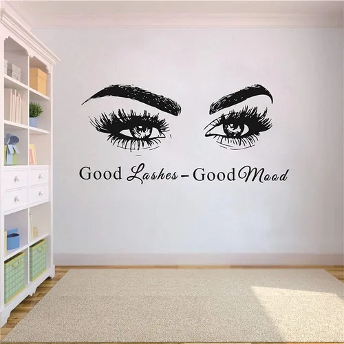 Miniatura 3 de Adhesivo para pared de ojos para decoración de interiores del hogar, pestañas de salón de belleza, pestañas para pared, calcomanía de cejas
