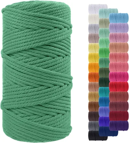 Miniatura 124 de Cuerda de macramé de 0.079 in para 219 yardas, cuerda de algodón natural para manualidades, hilo de cuerda de macramé de colores para colgar