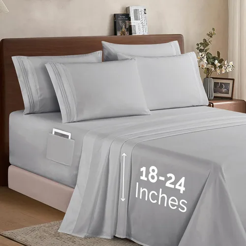 Miniatura 31 de Elegant Comfort - Juego de ropa de cama resistente a arrugas y decoloración más acogedor, sábana bajera elástica en todo el contorno, bolsillo