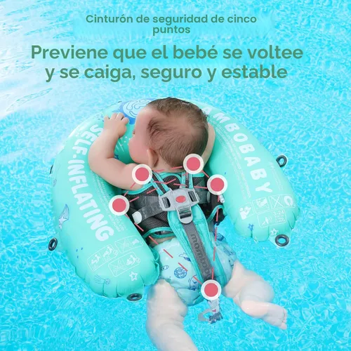 Miniatura 4 de HECCEI Mambobaby - Flotadores de piscina para bebés con dosel – Juguetes flotantes portátiles de natación autoinflables, hamaca de agua