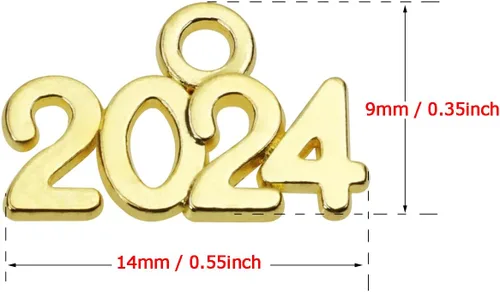 Miniatura 2 de Tupalizy 100 cuentas de aleación para el año 2024 para graduación, collar con borla, colgante, pulsera, aretes, llavero, joyería, hallazgos