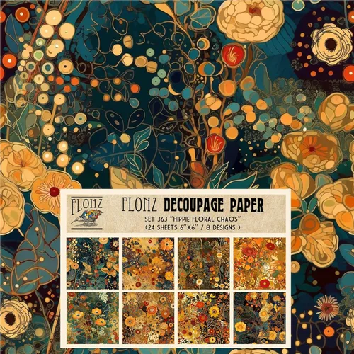 Miniatura 5 de Paquete de papel para decoupage (24 hojas 15x15 cm) Fantastic Nightlights # Papel con patrón estilo vintage para decoupage, manualidades y álbumes