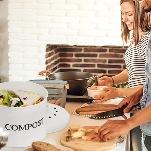 Miniatura 6 de AVLA Contenedor de compostaje para encimera de cocina, cubo de compostador de 1 galón, cubo de compostaje de residuos de alimentos, contenedor