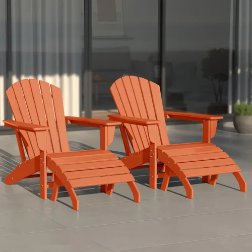 Miniatura 28 de WestinTrends Dylan - Silla Adirondack para exteriores con otomana, juego de 2 piezas, color negro