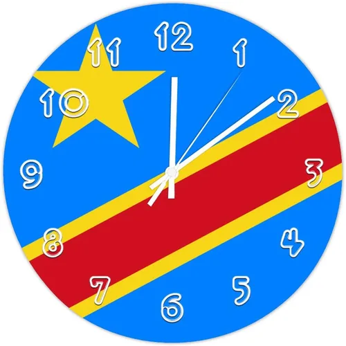 Miniatura 10 de Reloj de pared redondo de Etiopía con bandera de Etiopía, silencioso, sin tictac, relojes de pared para cocina, dormitorio, oficina, decoración