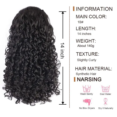 Miniatura 2 de AISI BEAUTY Extensión de cola de caballo rizada con cordón para mujeres negras, cola de caballo sintética rizada con cordón con 2 clips en colas