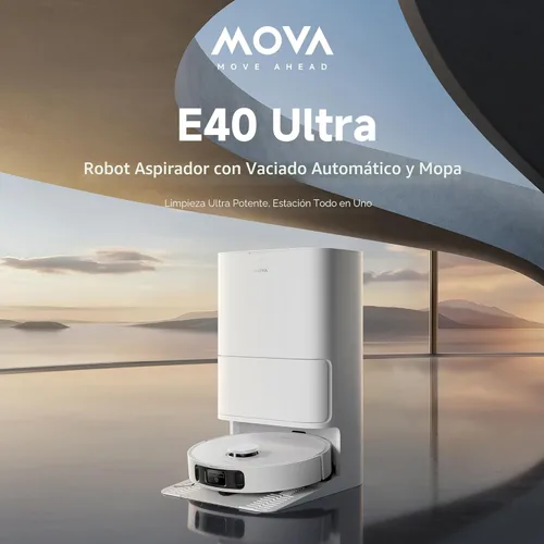 Miniatura 11 de Mova E40 Ultra Robot Aspiradora y Trapeadora, Succión de 19,000Pa, Trapeador Extensible y Elevable, Estación Todo en Uno, Vaciado Automático, Lavado