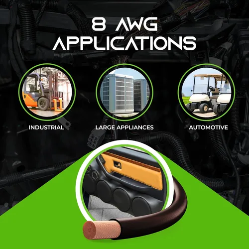 Miniatura 9 de GEARit Cable de calibre 8 OFC, cable de batería de cobre sin oxígeno 8 AWG, cable negro de alimentación/tierra de 25 pies para audio de automóvil
