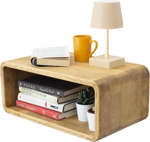 Miniatura 10 de Mesita de Noche Flotante de Madera, Mesa de Noche, Estantería de Noche, Hecho a Mano, Estante de Noche Montado en la Pared, Estilo Minimalista