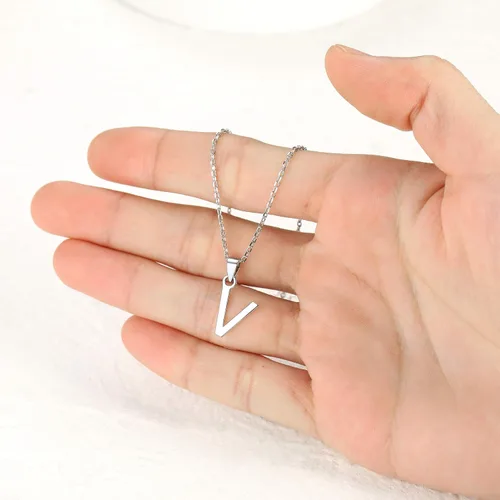 Miniatura 2 de SILVERCUTE Initial NecklaceEarrings for Women Girls, Hypoallergneic 925 Sterling Silver Fine Jewelry, Cute Dainty Name Chain Choker, Letter Pendant