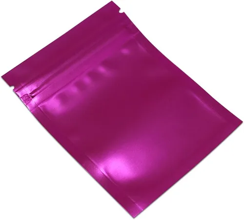 Miniatura 4 de FERENLI 100 piezas Bolsa de almacenamiento de alimentos de Mylar con cierre de cremallera, parte delantera mate de aluminio con ventana, bolsa Rosado