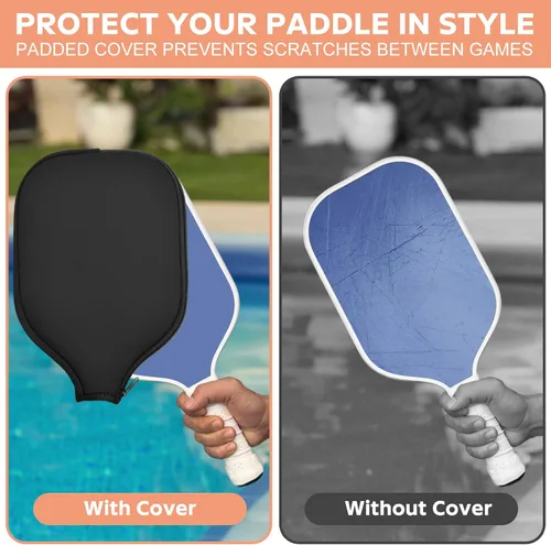 Miniatura 2 de 2 Pcs Pickleball Paddle Covers, Universal Case Size - 8.6 x 12.2 inches Zippered Racket Sleeve, Durable Neoprene Paddle Cover, Paddle Storage Bag
