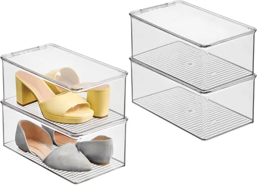 Miniatura 10 de iDesign Caja de zapatos apilable – Caja de zapatos de plástico con tapa con bisagras – Transparente – Fabricado en Estados Unidos