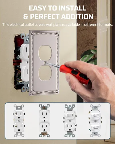 Miniatura 5 de DEWENWILS Sunken Pearls - Placa decorativa de pared para interruptor, cubierta para tomacorrientes, receptáculo de duplex simple