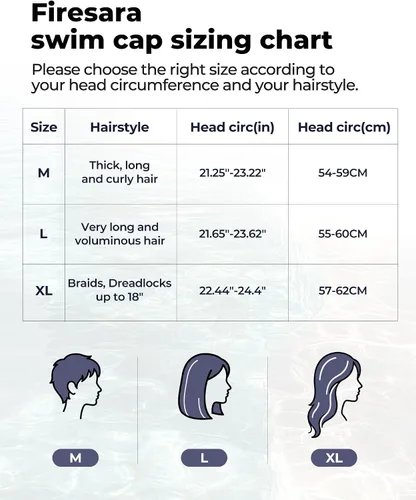 Miniatura 6 de Gorro de natación de tela Firesara, gorro de baño de alta elasticidad mantiene el cabello limpio y transpirable, se ajusta tanto al cabello largo