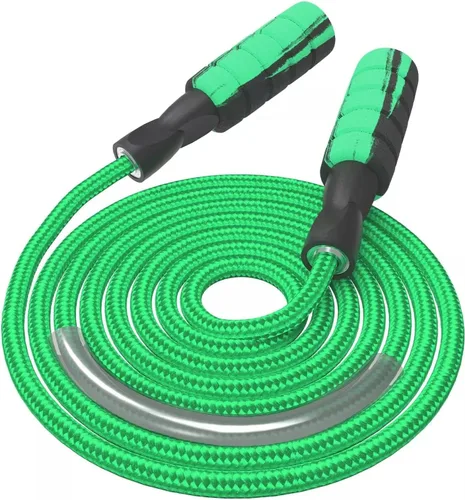 Miniatura 9 de Cuerda de saltar de algodón ajustable con peso para mujeres, adultos y niños, cuerda de salto atlética para ejercicios de fitness (rosa)