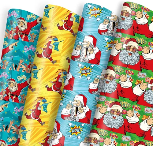 Miniatura 13 de Dtiafu Papel de Regalo Navideño Afroamericano Papel de Regalo Negro de Papá Noel a Granel Diseños Lindos de Navidad para Personas Negras