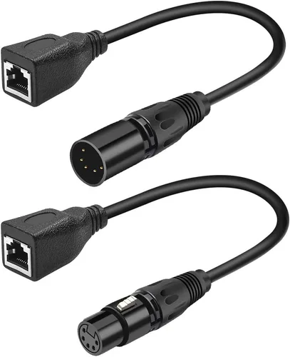 Miniatura 7 de XLR - Cable adaptador RJ45 de 5 pines, hembra a RJ45 hembra a RJ45, cable convertidor adaptador DMX (11.8 in/12 pulgadas)