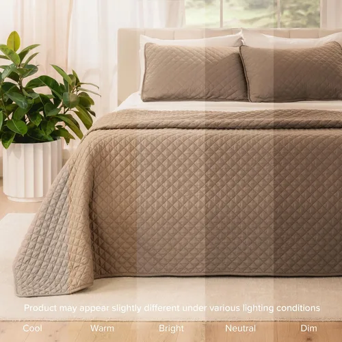 Miniatura 6 de Bare Home Juego de colcha – Full/Queen – Decoración ligera de cama – Alternativa de edredón – Colcha acolchada para todas las estaciones 10 - Taupe