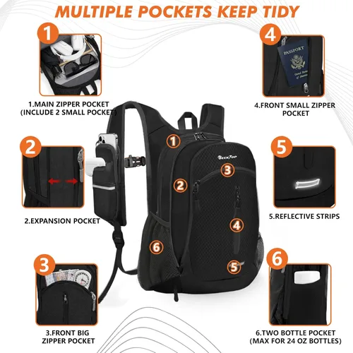Miniatura 4 de Seektop Mochila de senderismo pequeña de 15 L para viajes, impermeable, ligera, bolsa de senderismo para mujeres y hombres