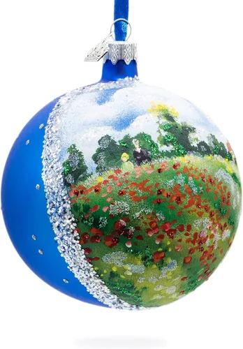 Miniatura 5 de Amapolas Salvajes Pintura Bola de Vidrio Adorno de Navidad 4 Pulgadas