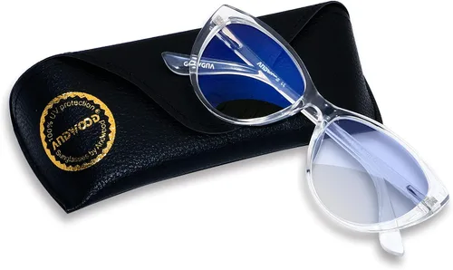 Miniatura 2 de ANDWOOD Gafas de bloqueo de luz azul para mujer, bloqueo de luz azul, para computadora, ojo de gato, transparente, montura AR003 Cateye Crystal