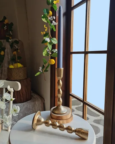 Miniatura 9 de Portavelas cónicos de hierro antiguo, juego de 2 candelabros decorativos, portavelas con acabado de latón para bodas, comedores y fiestas