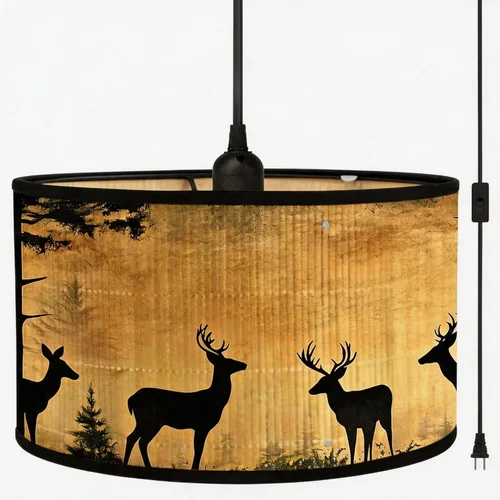 Miniatura 15 de Bioaqua - Lámpara colgante de bambú con cable enchufable (15 pies), lámpara colgante de macramé estilo bohemio con patrón, luces colgantes bohemias