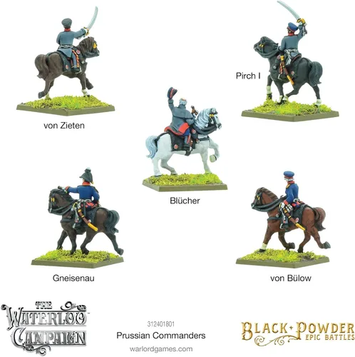 Miniatura 3 de Batallas épicas de polvo negro: conjunto de comandantes prusianos napoleónicos, escala épica 0.512-0.591 in Wargaming Miniaturas WLG 312401801