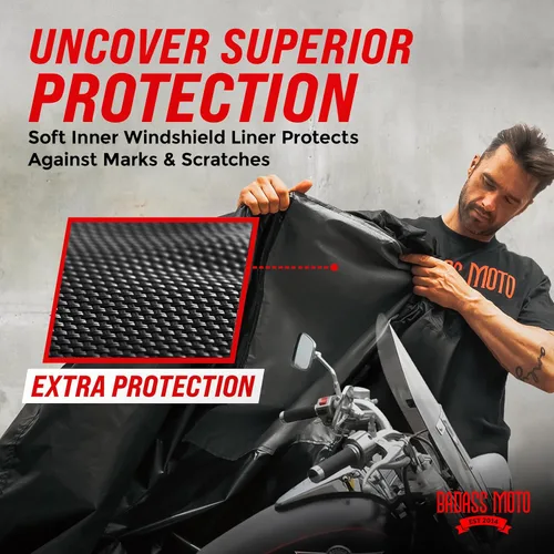 Miniatura 2 de Cubierta de protección para motocicleta de la marca Badass Motogear, con rayas reflectantes de seguridad nocturnas, escudos de calor, con badass