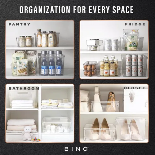 Miniatura 5 de BINO - Contenedores de almacenamiento de plástico, medianos, paquete de 2 de The Lucid Collection, contenedores organizadores multiusos con asas