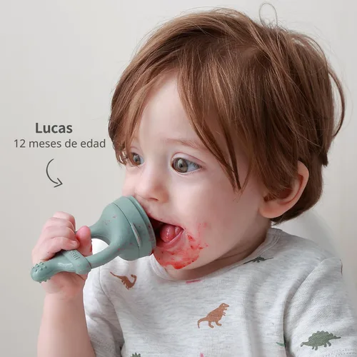 Miniatura 6 de SAMiGO Alimentador de frutas para bebés y moldes para paletas de leche materna, mordedor de frutas de silicona, chupete para aliviar la dentición