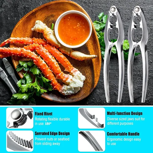 Miniatura 6 de Juego de 12 piezas de galletas y herramientas de cangrejo resistentes, juego de herramientas de mariscos de patas de cangrejo, galletas de langosta