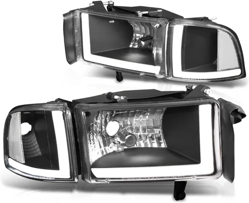 Miniatura 9 de Auto Dynasty Conjunto de Faros LED DRL Compatible con Dodge Ram 1500 2500 3500 de 1994-2002, 4 Piezas Faros Halógenos de Repuesto con Doble Luz