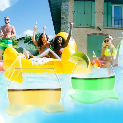 Miniatura 3 de Copas de vino flotantes para piscina con tapas de taza, juego de 2, copas de vino inastillables junto a la piscina, taza flotante, tina de piscina
