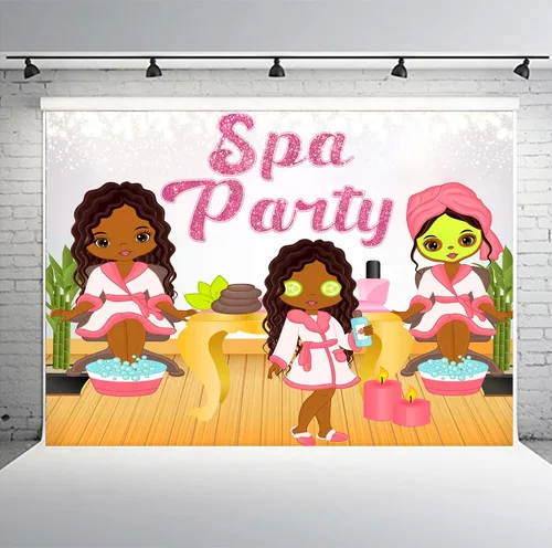Miniatura 7 de Telones de fondo de fiesta de spa para niños para fotografía de cumpleaños 10 para niñas, fiesta de spa, día de spa, telón de fondo fotográfico