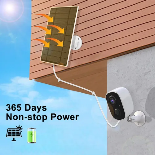 Miniatura 4 de Panel solar de 6 W 5 V para cámara Wyze al aire libre v1/v2 y batería Cam Pro, puerto micro USB o USB tipo C IP65 impermeable, montaje ajustable