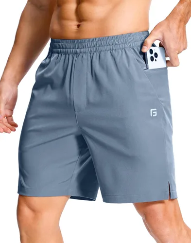 Miniatura 39 de GGJ Pantalones cortos deportivos ligeros para hombre con 2 bolsillos con cremallera de 7/5/9 pulgadas, pantalones cortos de tenis de secado rápido
