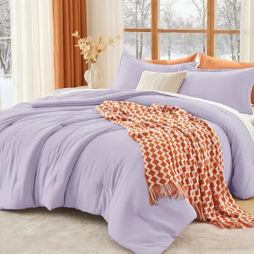 Miniatura 17 de MUXHOMO Juego de edredón beige tamaño individual/individual XL, ropa de cama alternativa ultrasuave para todas las estaciones. El juego de cama