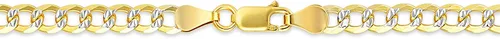 Miniatura 6 de PORI JEWELERS Cadena cubana de oro de 18 quilates sobre plata de ley 925 maciza con corte de diamante de dos tonos, 0.118in, 0.157in, 0.177in