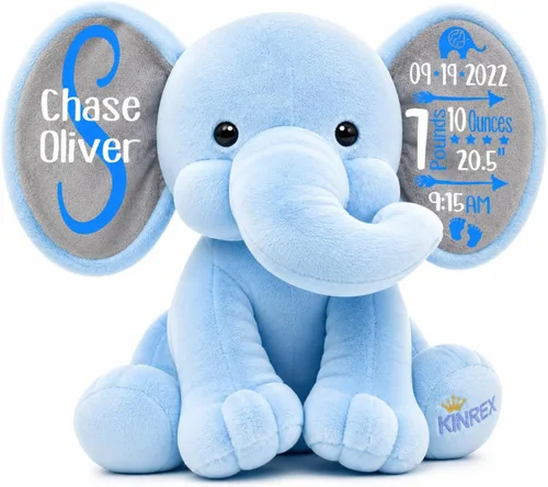 Miniatura 22 de Animal de Peluche Elefante Personalizado - Anuncio Personalizado de Estadísticas de Nacimiento Animales de Peluche Elefante para Bebés, Baby Shower